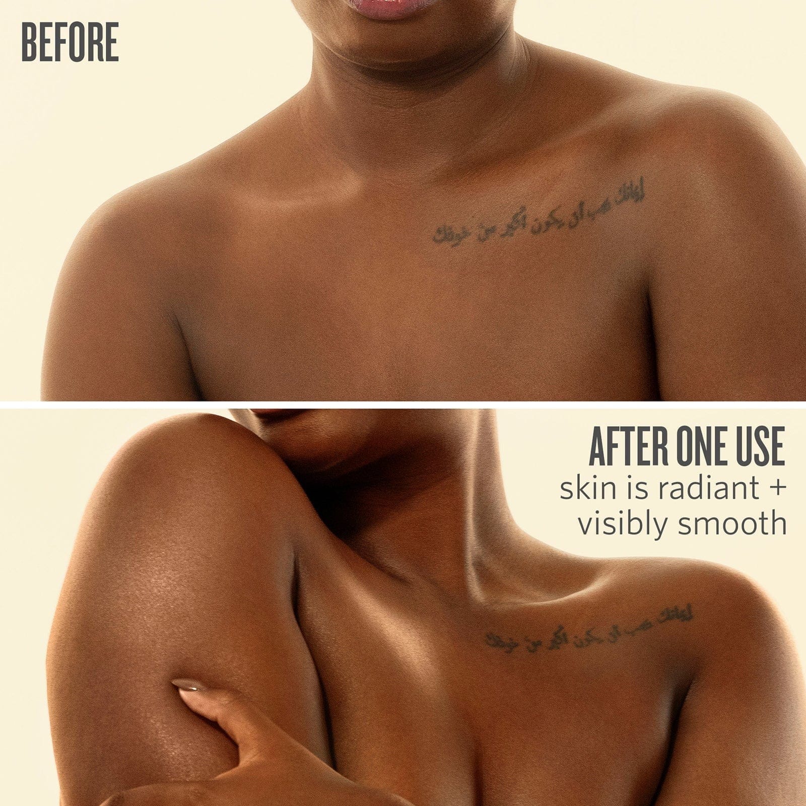 Before | After - After one use skin is radiance + visibly smooth