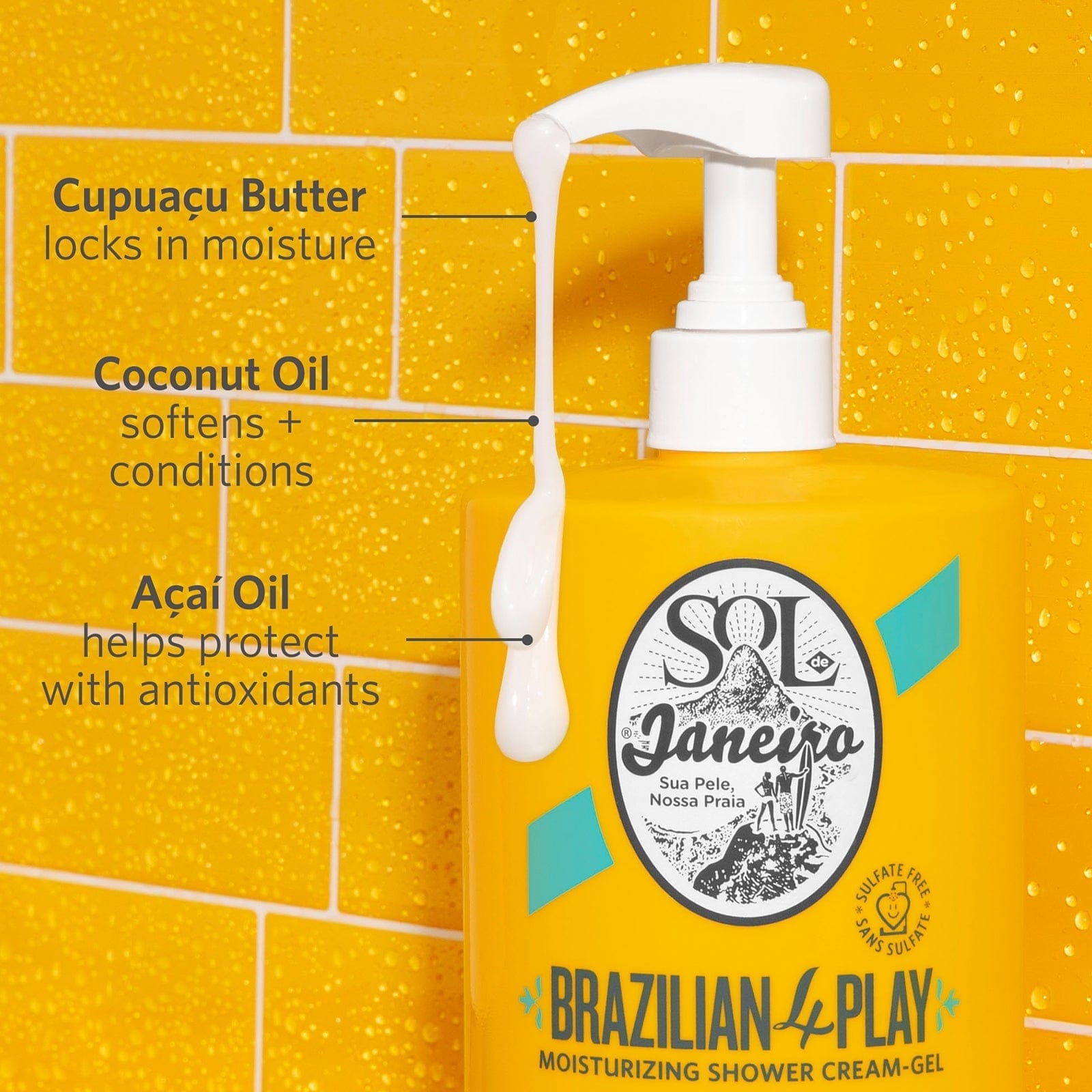 Cupuacu butter - locks in moisture, coconut oil - softens + conditions, acai oil - helps protect with antioxidants