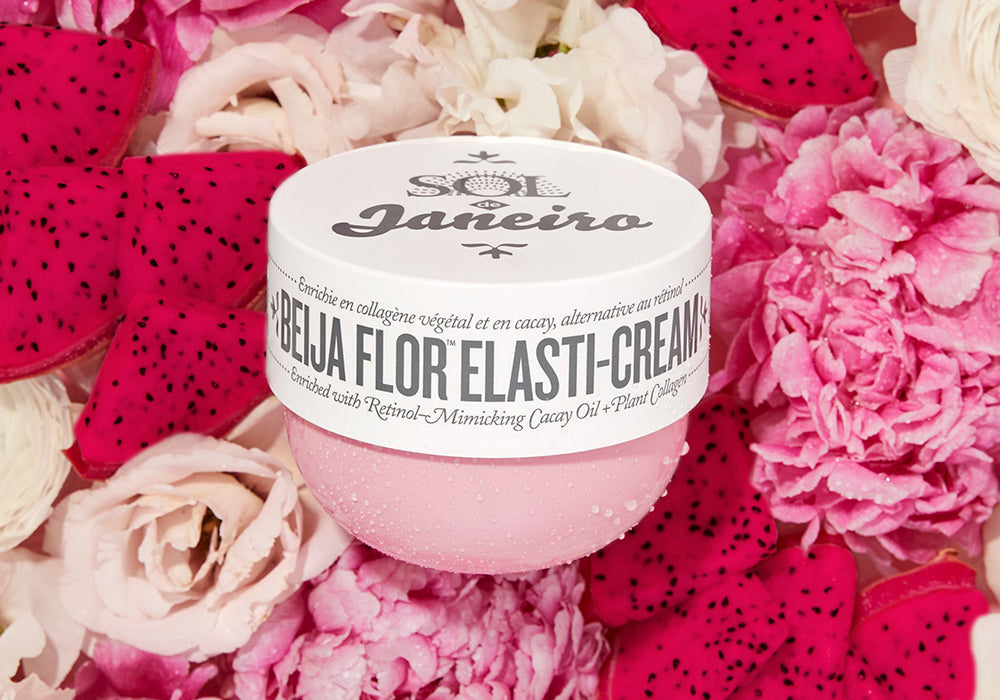 Beija flor elasti-cream 240ml surrounded in flowers