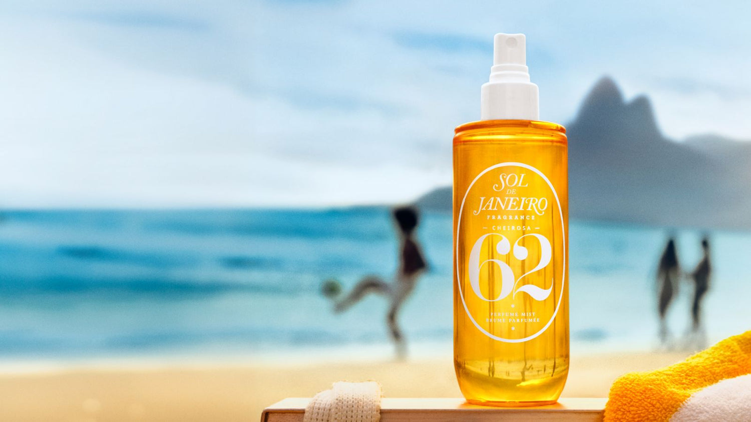 cheirosa 62 perfume mist bottle on the beach in rio