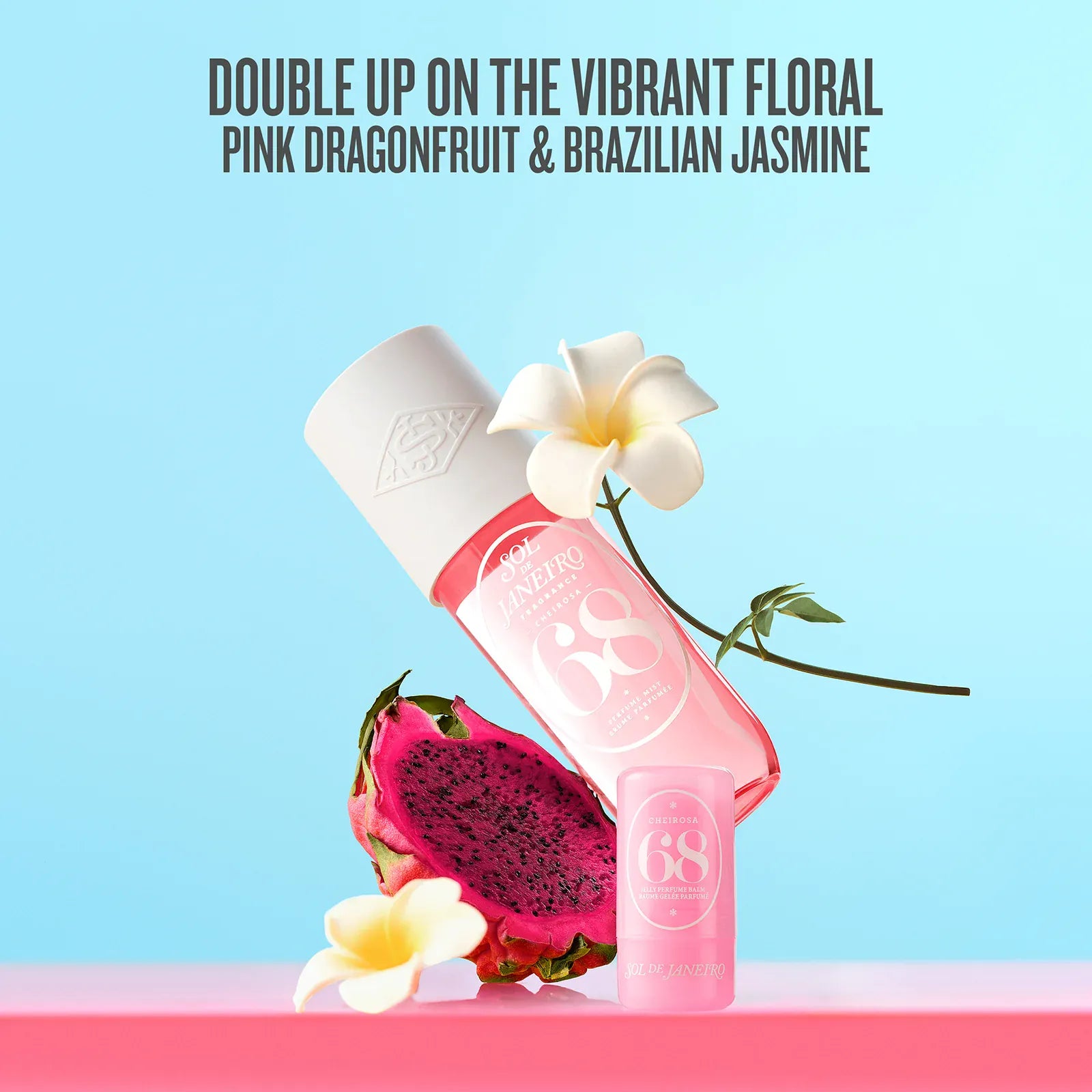 Double up on the vibrant floral pink dragonfruit & brazilian jasmine