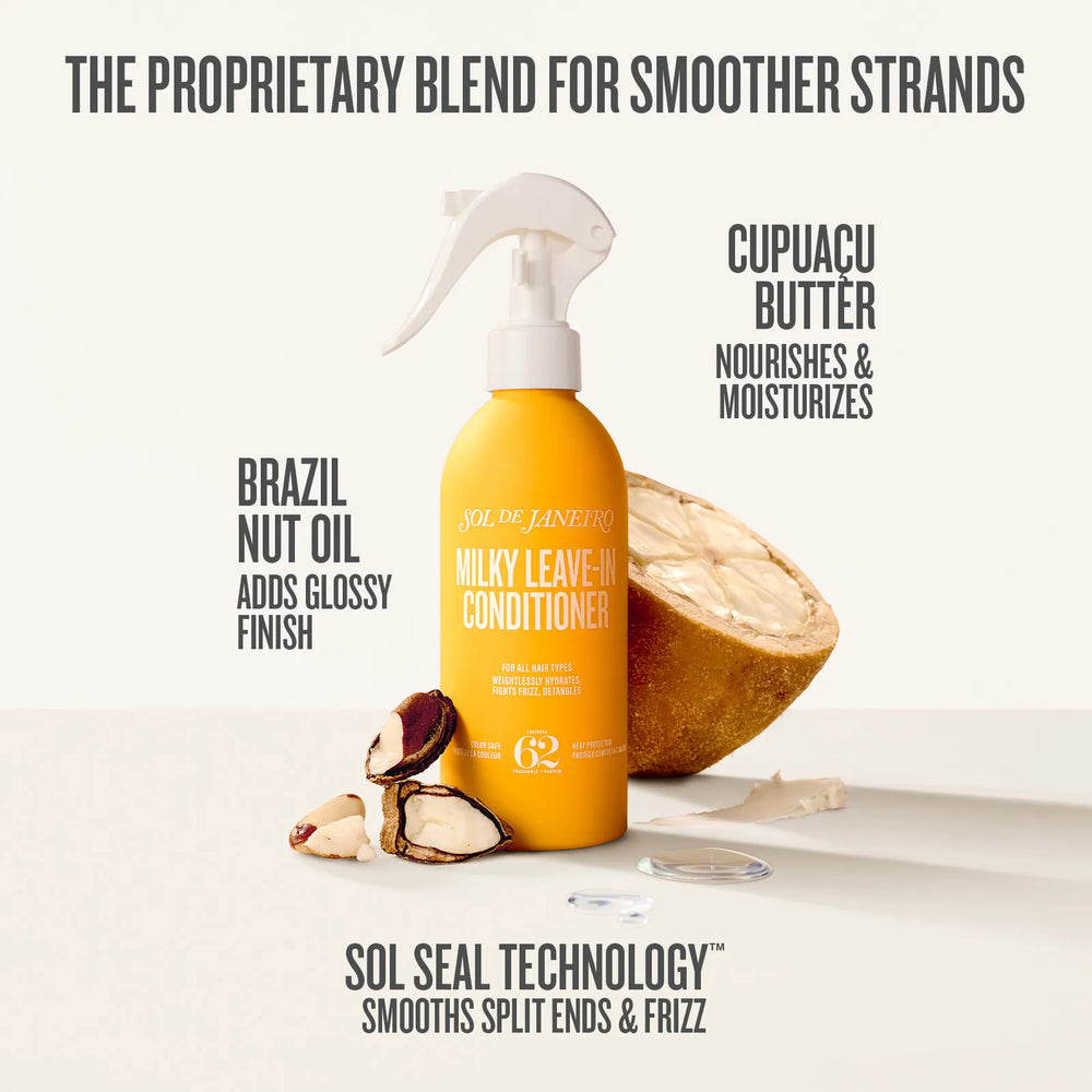 Orange conditioner bottle with coconut and text on a white background