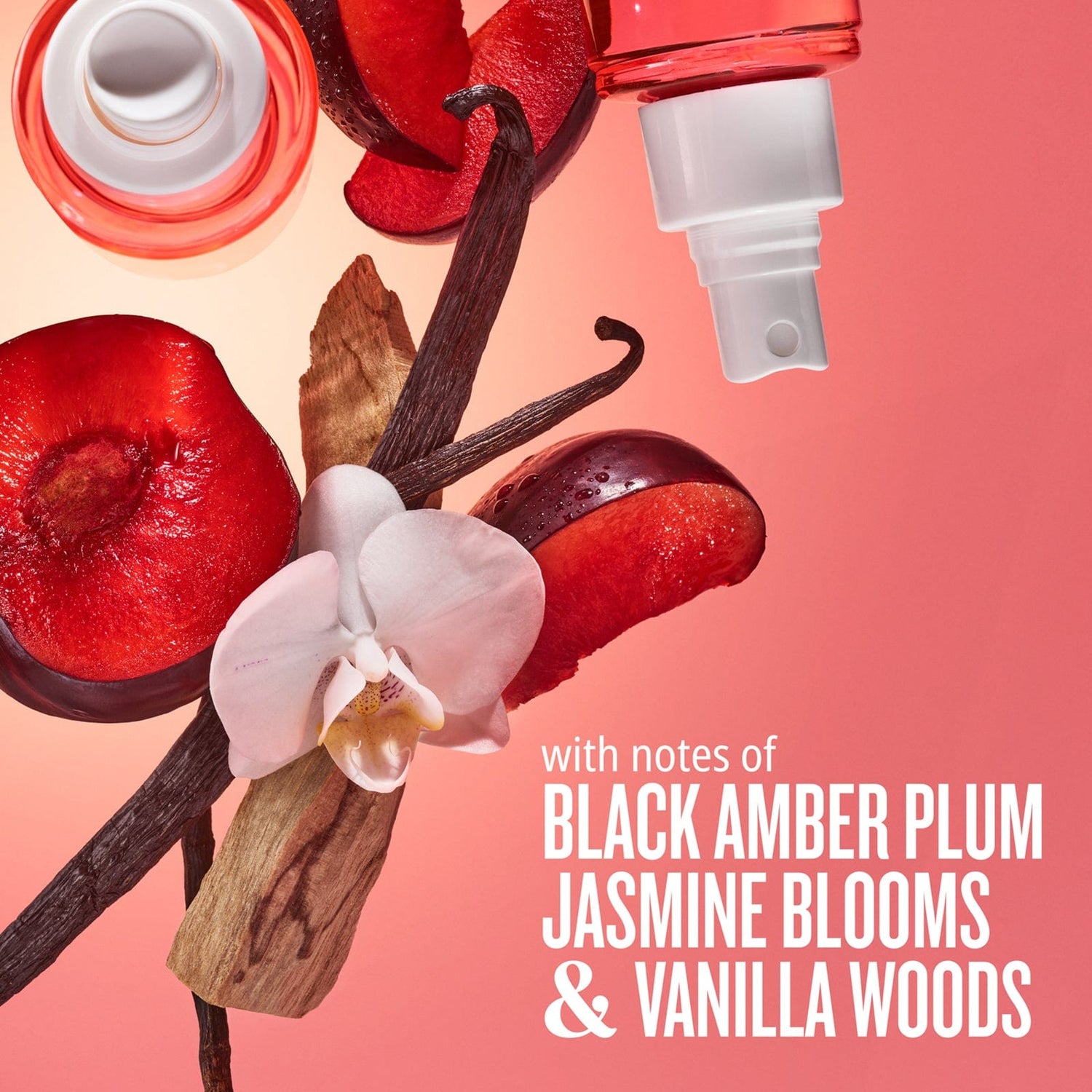 With notes of black amber plum jasmine blooms &amp; vanilla woods