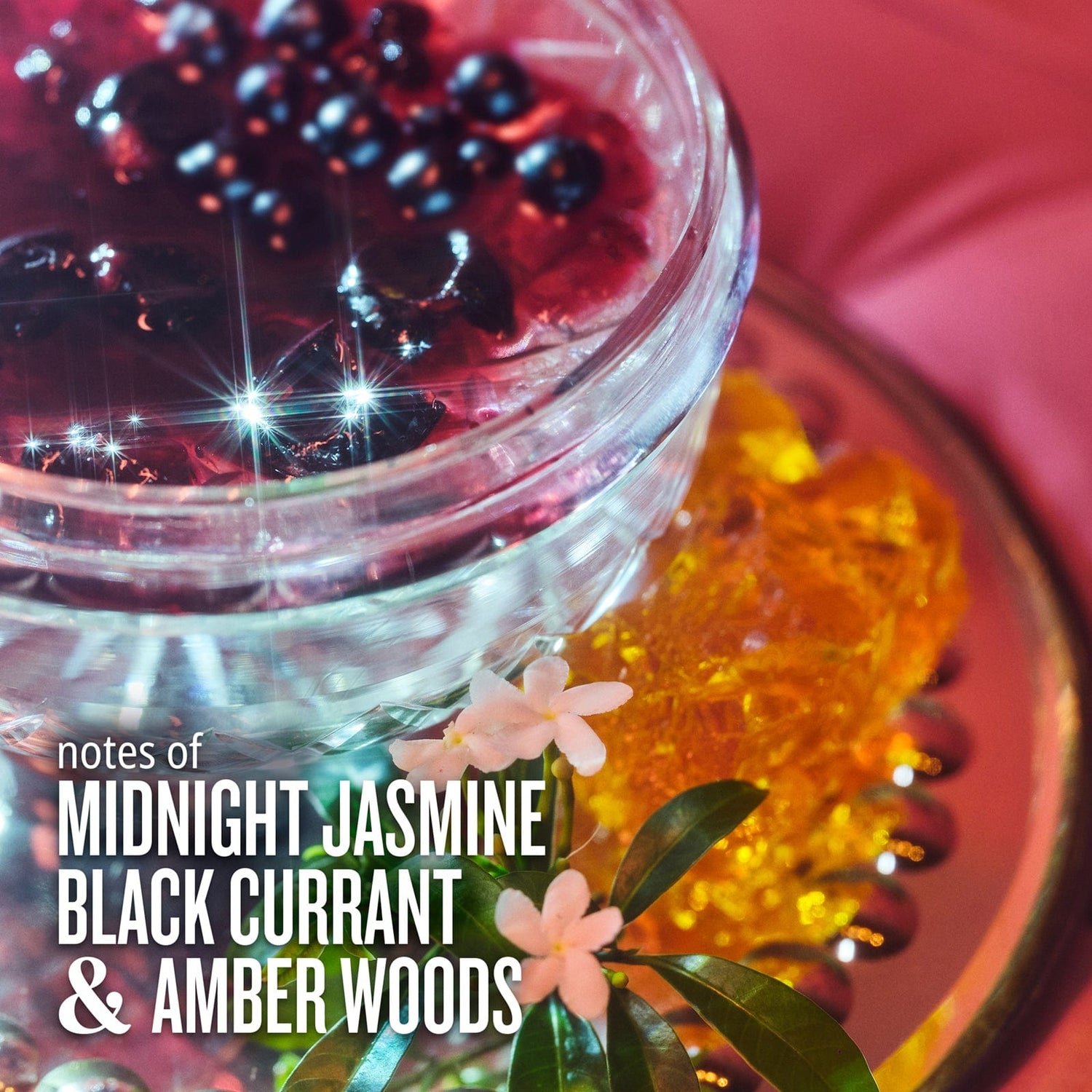 Notes of midnight jasmine, black currant &amp; amber woods