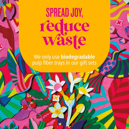 Spread joy. reduce waste we only use biodegradable pulp fiber trays in our gift sets