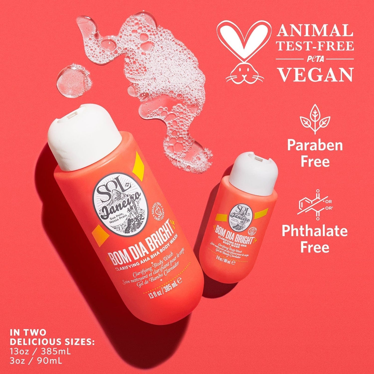 Animal test-free PETA vegan. Free of parabens and phthalates