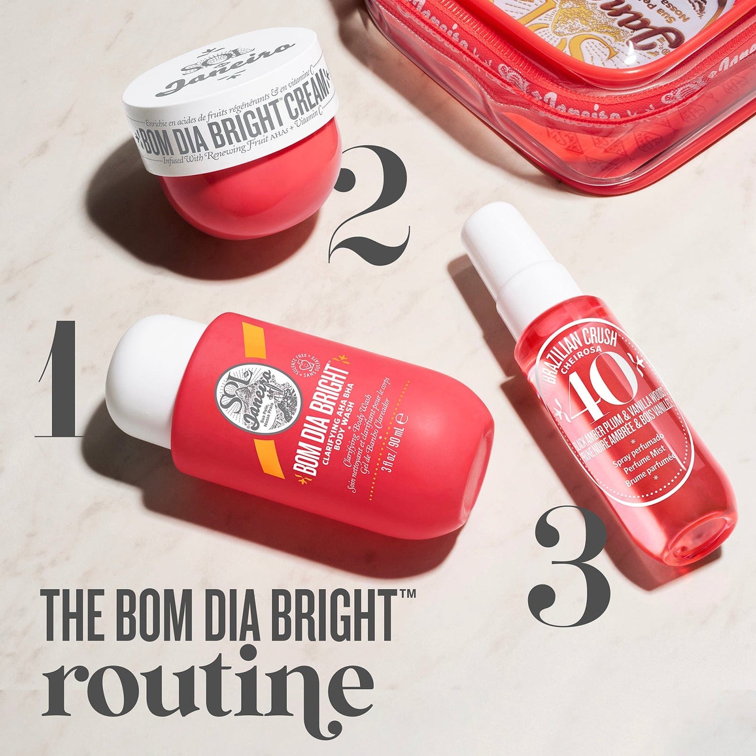 The Bom Dia Bright Routine - 1. Body Wash - 2. Body Cream - 3. Perfume Mist | Bom Dia Jet Set | Sol de Janeiro