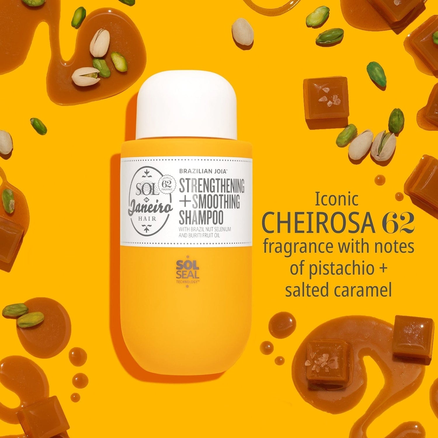 Iconic Cheirosa 62 fragrance notes of pistachio + salted caramel