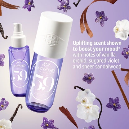Uplifting scent shown to boost your mood* with notes of vanilla orchid, sugared violet and sheer sandalwood