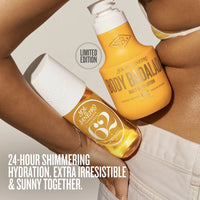 24-hour shimmering hydration. extra irresistible and sunny together
