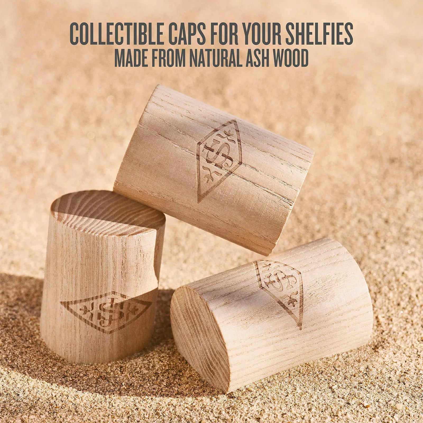collectible caps for your shelfies made from natural ash wood