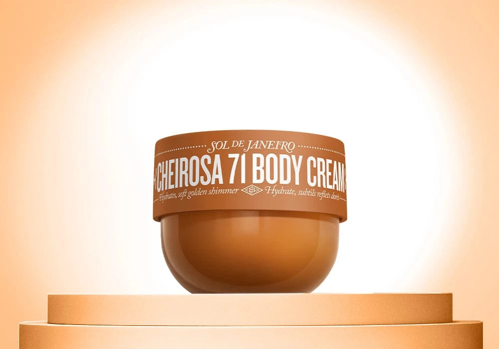 Body cream jar labeled 'Cheirosa 71 Body Cream' on a light background