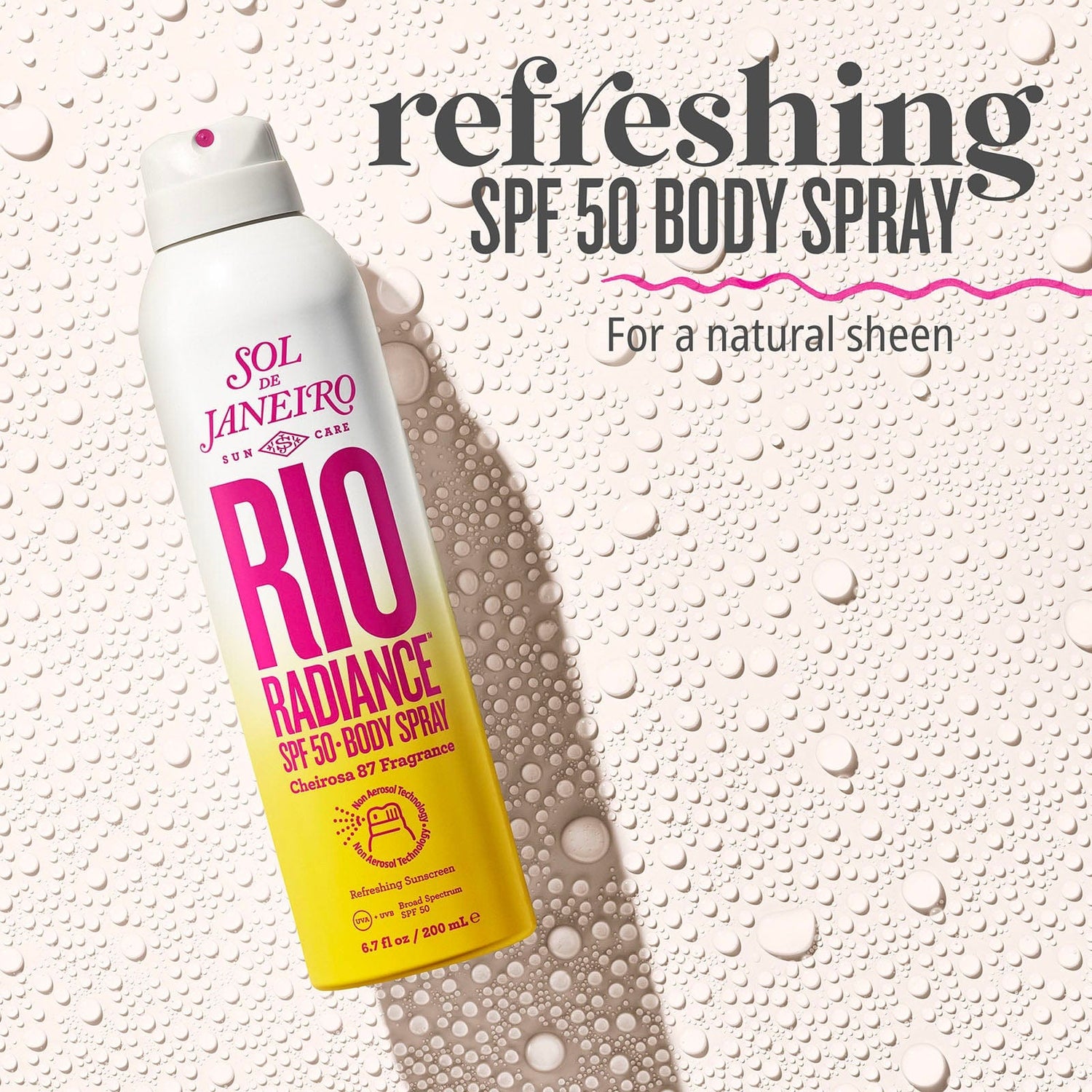 Refreshing SPF 50 Body Spray for a natural sheen