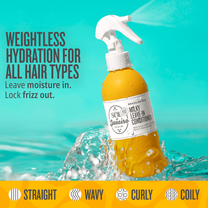 Weightless hydration for all hair types - leave moisture in. Lock frizz out.