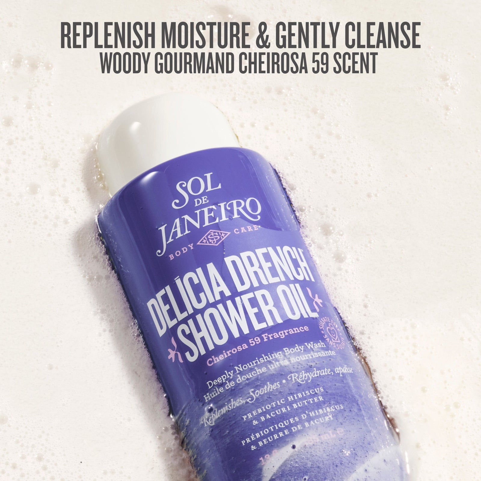 replenish moisture & gently cleanse woody gourmand cheirosa 59 scent