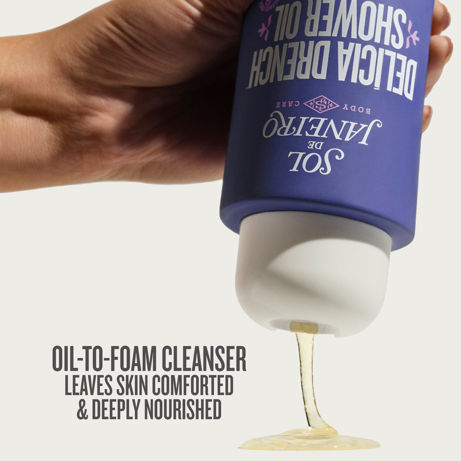 Oil to foal cleanser leaves skin comforted and deeply nourished