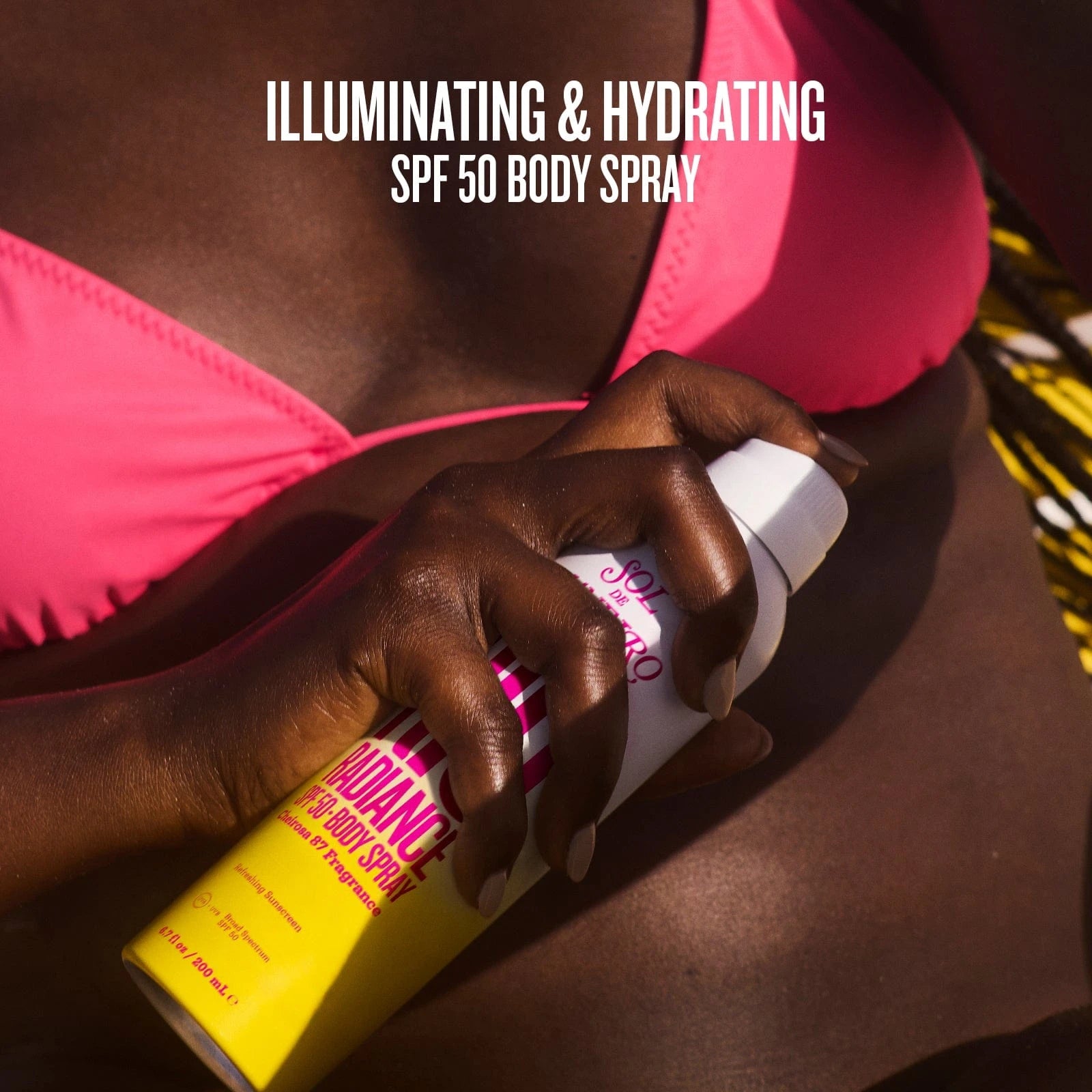 Illuminating and Hydrating SPF 50 Body Spray