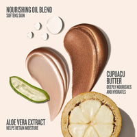 nourishing oil blend softens skin, aloe vera extract helps retain moisture, cupuacu butter deeply nourishes and hydrates