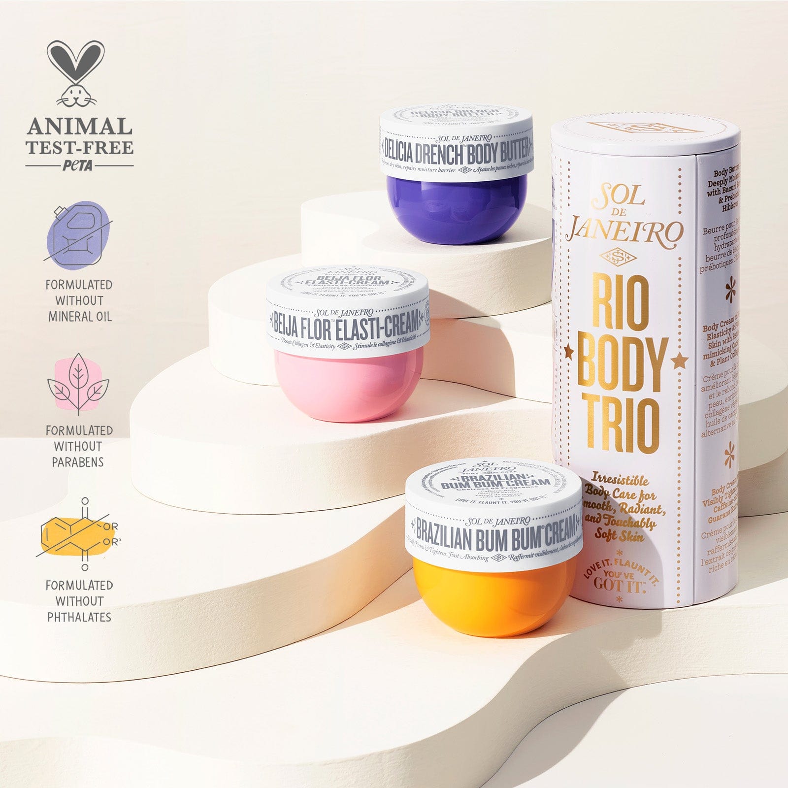 Animal test-free PETA - Formulated without parabens, mineral oil, phthalates.