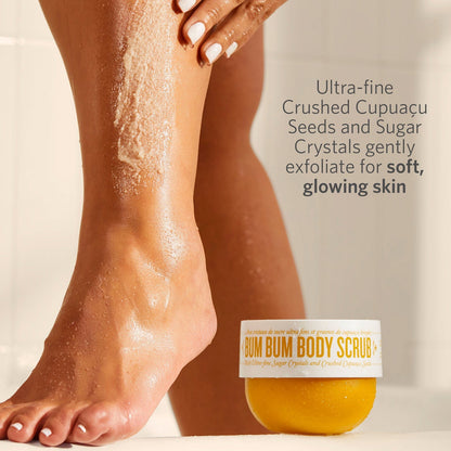 Ultra-fine crushed cupuacu seeds and sugar crystals gently exfoliate for soft, glowing skin