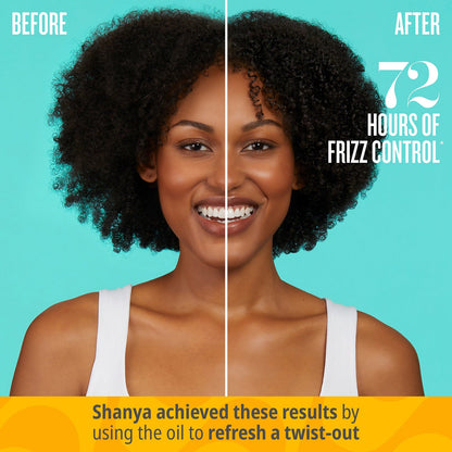 Before | After 72 hours of frizz control | Shanya achieved these results by using the oil to refresh her twist-out