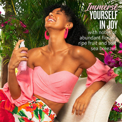 Immerse yourself in joy with notes of abundant florals ripe fruit and soft sea breezes