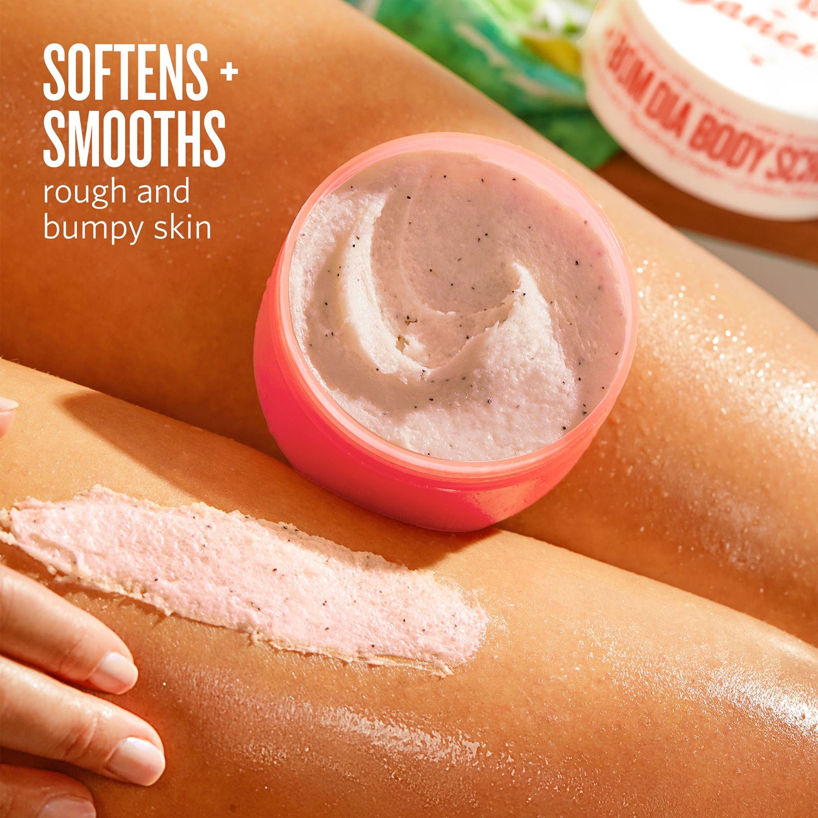 softens and smooths rough and bumpy skin