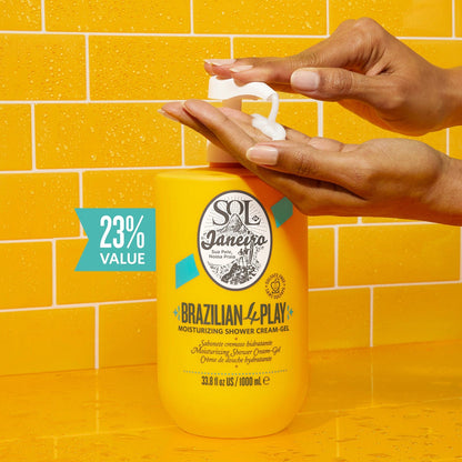 23% value  | Brazilian 4 Play Moisturizing Shower Cream-Gel 1 liter | Sol de janeiro