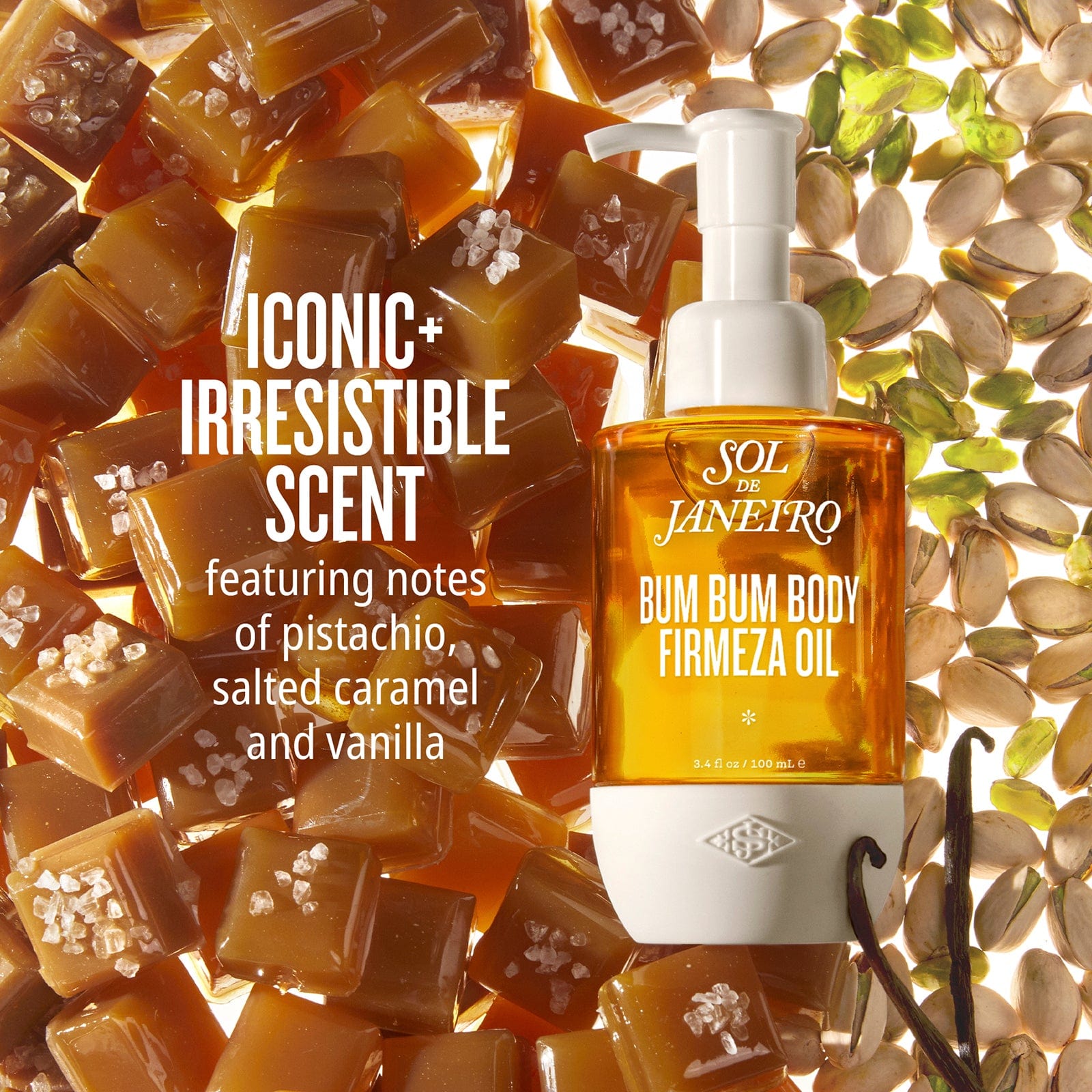 iconic + irresistible scent - featuring notes of pistachio, salted caramel and vanilla